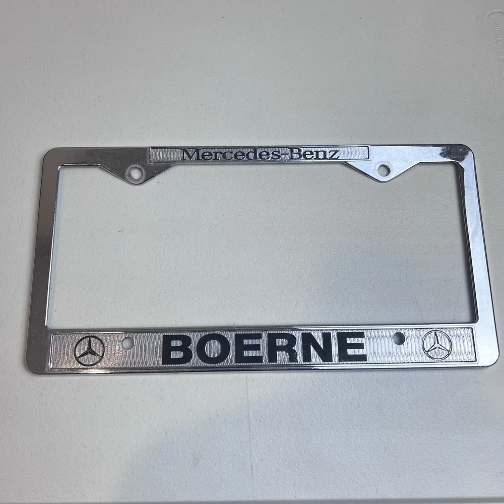 Vintage Mercedes Benz Boerne, Texas License Plate Frame Metal Original‎ Dealer 2